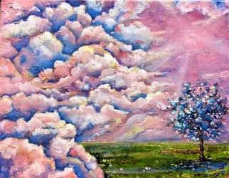 Ciel rose, arbre bleu
