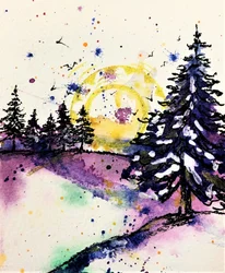 Lueur de la forêt enneigée