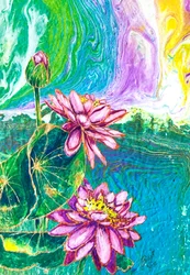 Un étang de lotus plein de vie