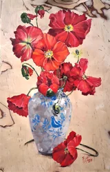 Nature morte aux coquelicots éclatants