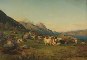 Paysage avec vaches