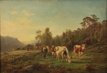 Paysage avec vaches