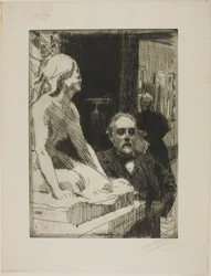 Pontus Fürstenberg et sa femme (debout près de la "Grenouille" de Hasselberg)