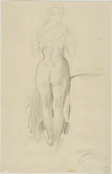 Figure féminine debout vue de derrière