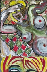 EXPRESSIONIST FEMALE NUDE, 2012 (acrylique sur toile de jute tendue sur un cadre en bois)