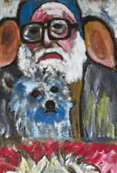 AUTO-PORTRAIT AVEC LISA, 2012 (acrylique sur toile de jute tendue sur un cadre en bois)