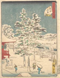 Temple de Kanda sous la neige, 1861
