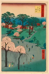 Nippori, jardins du temple (Nippori, jiin no rinsen) de la série Cent vues célèbres d