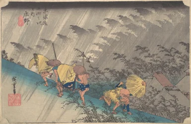 Averse soudaine à Shono, de la série Cinquante-trois stations du Tokaido, 1834-35