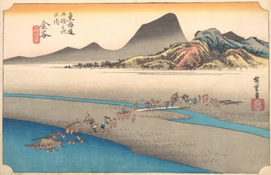 La rive lointaine de la rivière Oi à Kanaya, 1834