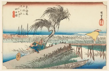 Yokkaichi, scène de rivière, dans Les cinquante-trois stations de la route Tokaido (Tokaido Gojusan Tsugi-no Uchi)