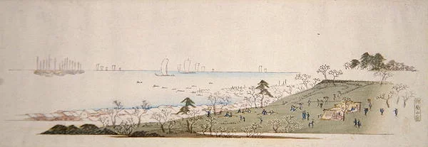 Le temps des cerisiers en fleurs, des gens pique-niquant à Gotenyama