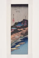 Pluie au pont Azuma sous le temple Kinryūzan à Asakusa (Asakusa Kinryūzan shita Azuma-bashi uchū bō)