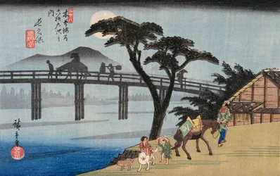 Saule à la sortie de Shimabara, illustration de "Lieux célèbres de Kyoto"