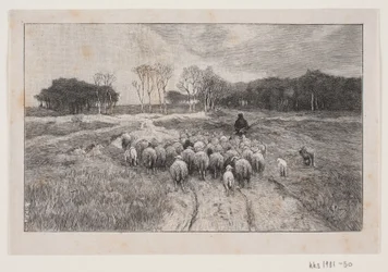 Paysage avec moutons et berger