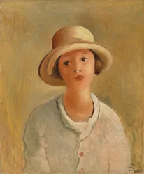 Portrait de Geneviève au chapeau de paille, nièce du peintre