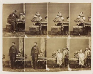 Portraits assis 41494 : Docteur Magnan et son fils et sa fille, c.1861 (tirage albuminé (8 cartes de visite non découpées))