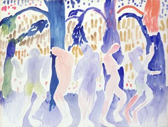 Cinq nus, c.1904-05 (aquarelle sur papier)