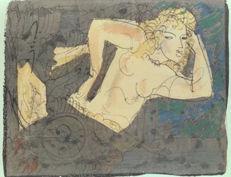 Illustration du poème "La fileuse", tiré des "Albums de vers anciens, charmes" de Paul Valery (1871-1945) (mixed media)