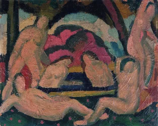 Baigneuses nues (huile sur toile)