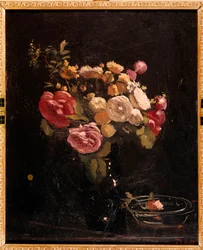 Roses dans un vase noir, XXe siècle