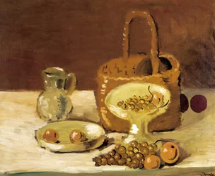 Nature morte avec panier (huile sur toile)