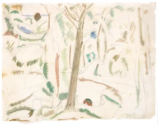 Sans titre (étude pour The Turning Road), vers 1906 (mine de plomb et aquarelle sur papier)
