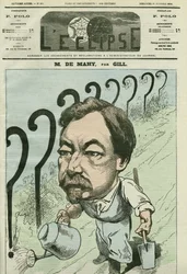 Caricature de François Césaire de Mahy (1830-1906), médecin, journaliste et homme politique français. Couverture dans L