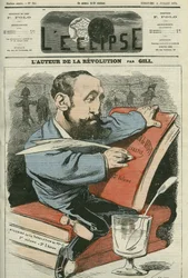 Caricature par Jules Claretie (1840-1913), romancier, dramaturge et critique français. Couverture dans « L