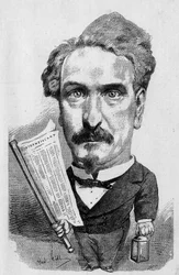 Dessin par André Gill représentant Henri Rochefort (1831-1913) journaliste et politicien français, dans « Le Monde Illustré »