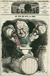 Le vin de 1872, illustration par Adolphe Thiers mélangeant vin blanc et vin rouge (1797-1877), historien et homme d