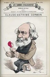 Portrait de Claude Anthime Corbon (1808-1891), sénateur français. Caricature par Gill dans « Les Hommes d