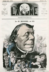 Portrait du Docteur Ricord, médecin français. Caricature par Gill, dans "La Lune", 20 octobre