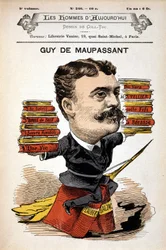 Portrait de Guy de Maupassant - par Gill, dans «Les Hommes d