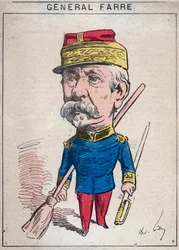 Portrait de Jean Joseph Frederic Albert Farre (1816-1887), soldat français, nommé général en 1870 et ministre de la guerre - caricature par Andre Gill dans « Les Hommes d