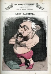 Portrait de Léon Gambetta (1838-1882), homme politique français. Caricature de Gill, Paris.