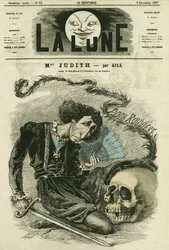 Portrait de Madame Judith (1827-? ), actrice française. Caricature de Gill, dans "La Lune", 8 décembre