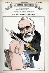 Portrait de Paul-Armand Challemel-Lacour (1827-1896), politicien, diplomate et historien de la philosophie française. Caricature par Gill, dans "Les Hommes d
