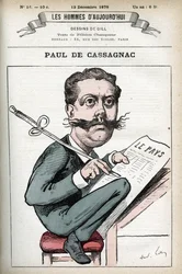 Portrait de Paul Granier de Cassagnac (1842-1902), journaliste politique français. Caricature par Gill, Paris