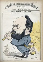 Portrait de Théodore Aubanel (1829-1886), imprimeur et poète provençal français. Caricature par Gill, Paris.