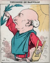 Portrait de Théodore de Banville, poète français - Caricature par André Gill dans « Les Hommes d