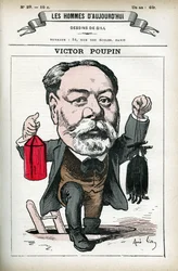 Portrait de Victor Poupin (1838-1906), homme politique français. Caricature par Gill, dans « Les Hommes d