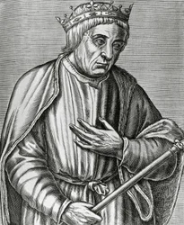 Portrait de Casimir III, roi de Pologne, connu sous le nom de Grand (1310-1370), gravure de Les Vrais pourtraits et Vies des Hommes illustres