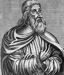 Portrait de Jacques de Molay (1243-1314), Grand Maître français des Templiers, gravure par André Thevet (1504-1592), publiée en 1584