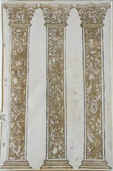 Motifs architecturaux formant une bordure à la Procession de César, par Andrea Andreani