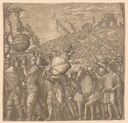 Le Triomphe de Jules César : Soldats portant des vases