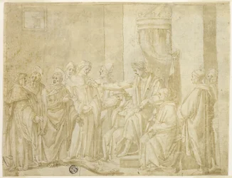 Saints Pierre et Paul disputant avec Simon le Magicien devant Néron (recto); Cinq scènes de l