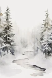 Ruisseau dans une forêt enneigée