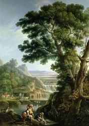 Un paysage dans le Latium avec des lavandières