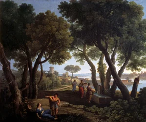 Paysage avec femmes à un puits